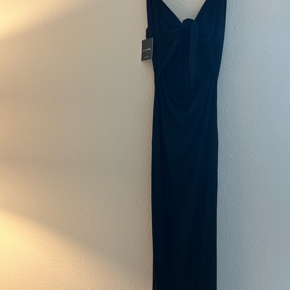 JLUXLABEL Black Bodycon Midi Dress Spaghetti Strap - Picture 3 of 4